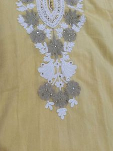 Yellow Embroidered Kurti