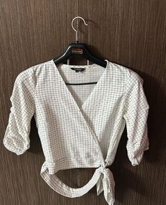 Checkered Wrap Top