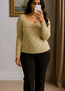 Crochet Trim Knit Top
