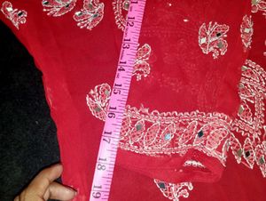 RED CHIKANKARI Suit Set