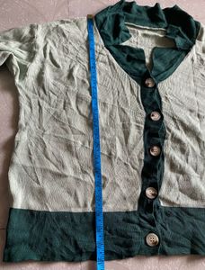 stylish Two-Tone Button-Up Cardigan/Shrug