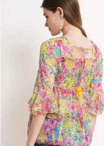 Floral Print Yellow Top