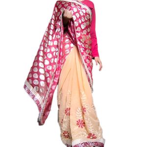 Maroon & Gold Partywear Saree