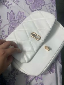 Quilted White Top Handle Bag