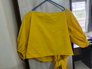 Mustard Yellow Wrap Top
