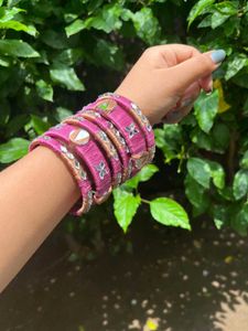 Pink Embellished Bangles