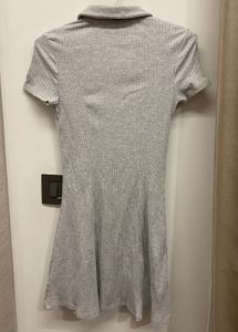 H&amp;M Grey Ribbed Polo Dress