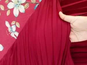 Red Pleated Skirt