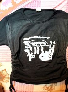 Graphic Print Black crop top