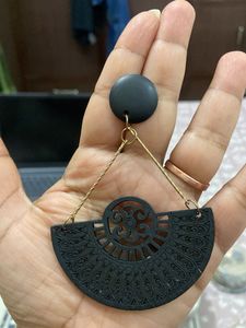 black wooden ear rings