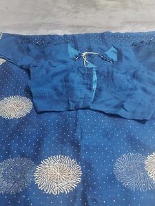 Blue &amp; Gold Embellished Fabric