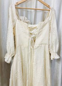 Adrene Puff Sleeves A Line Dress