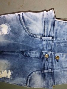 Distressed Denim Dungarees