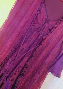 Vintage Purple Lace Lingerie Set Night Dress