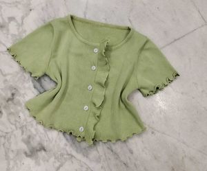 Pinteresty Korean Pastel Green Knitted Top