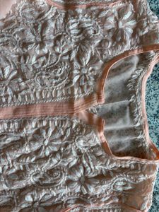 Peach Chikankari Kurti