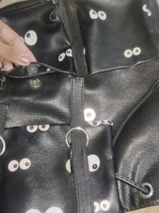Leather Black Eye See You Backpack
