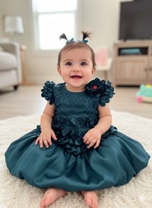 Teal Colour Baby Girl Dress Up to 4 Years
