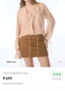 Ruffled Cream Tie-Neck Blouse