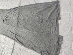 Gray Split-Front Maxi Tee Dress