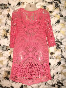 Pink Crochet Tunic 👗