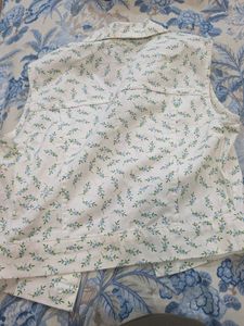 Floral Sleeveless Denim Vest