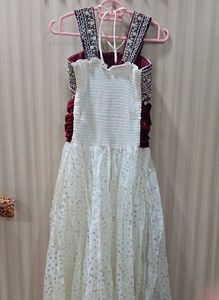 Elegant Maroon &amp; White Party Dress