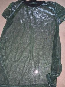 Forever 21 Green Mesh SHINY TOP