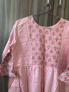 Pink Pom Poms Short Kurti One Piece