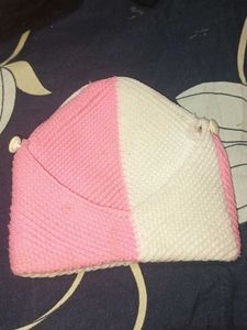 Vintage Pink & White Knitted Hat