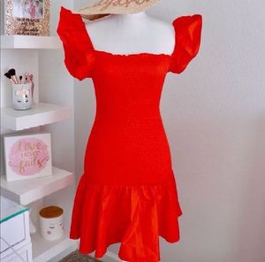 ZARA BRIGHT RED RUFFLED DRESS