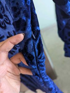 Elegant Blue Velvet Maxi Dress