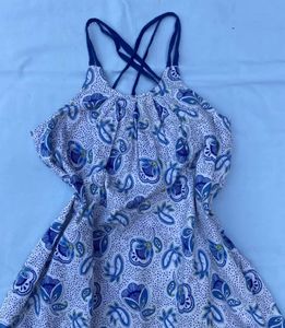 Floral Kurti Top with Criss-Cross Straps