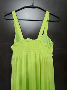 Lime Green Ombre Maxi Chiffon Dress+ cotton lining