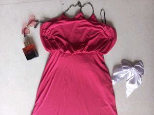 Pink Maxi Dress with Chain Straps