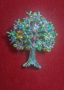 Rhinestone Tree Brooch And Pendent
