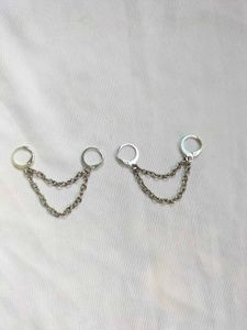 Duo piercing Layered Earrings,Chain Drop Earrings