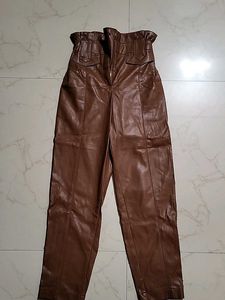 Brown Faux Leather Pants