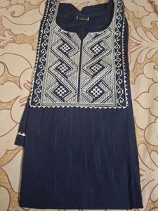 Navy Embroidered Tunic Top