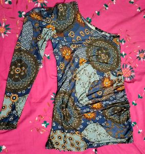 One-Shoulder Print Dress