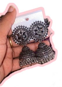 Oxidized Jhumka Earrings