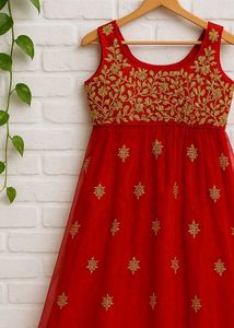 Red &amp; Gold Embroidered Dress