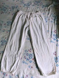 Elastic Waist Cream Pants
