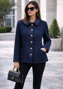 Elegant Navy Blue Embroidered Jacket