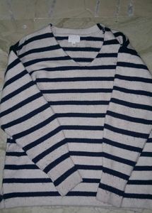Striped V-Neck Knit Sweater