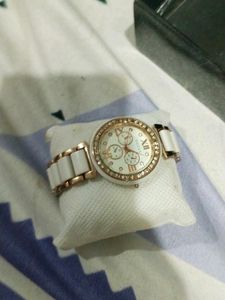White And Golden Watch