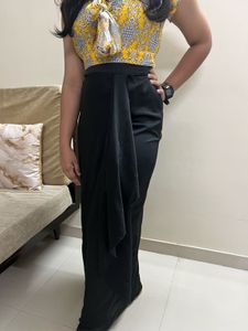 Black Ruffle Detail Maxi Skirt