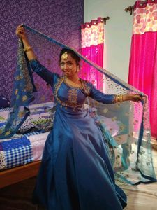Blue Anarkali gown,,, wore for twice,, but right now I have other collections , so wanna give up this one