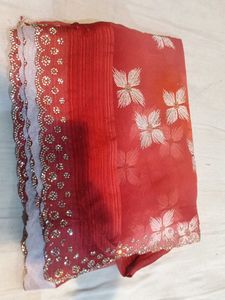 Elegant Red Floral Saree