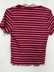 Striped Dark Pink Crop Top